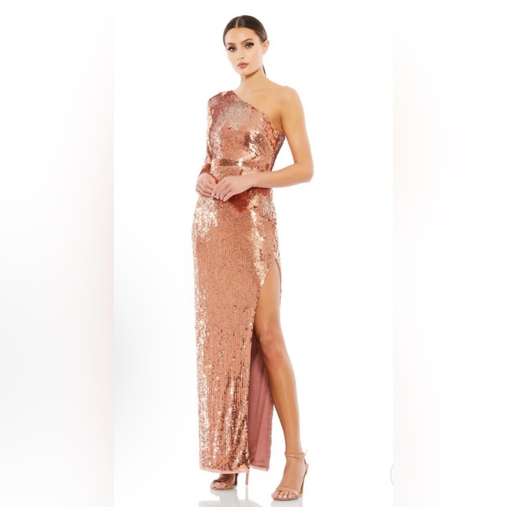 Mac Duggal Size 4 and 0 Copper 10788 Sequined Maxi Formal Evening Dress Prom